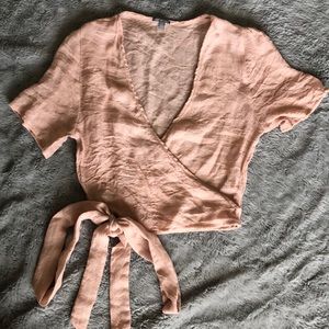 Charlotte Russe Linen Wrap Crop Top
